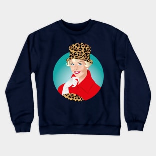 Lady in leopard print hat Crewneck Sweatshirt